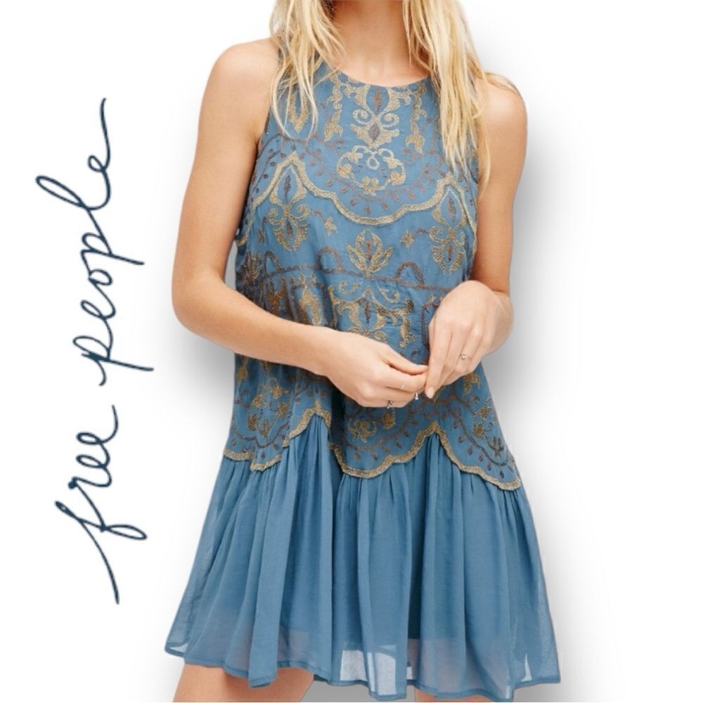 FREE PEOPLE Women’s Little Secret Embellished Jacquard Mini Dress in the Size S